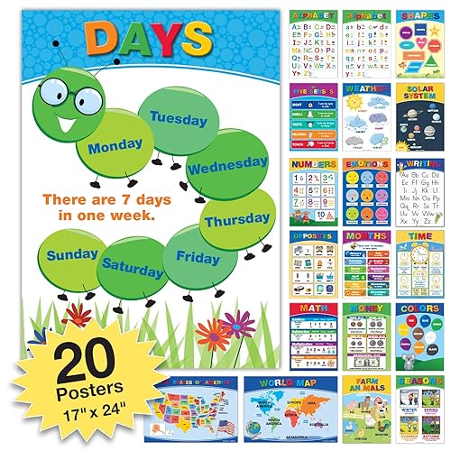 20carteles educativos para niños de doble cara en inglés y español