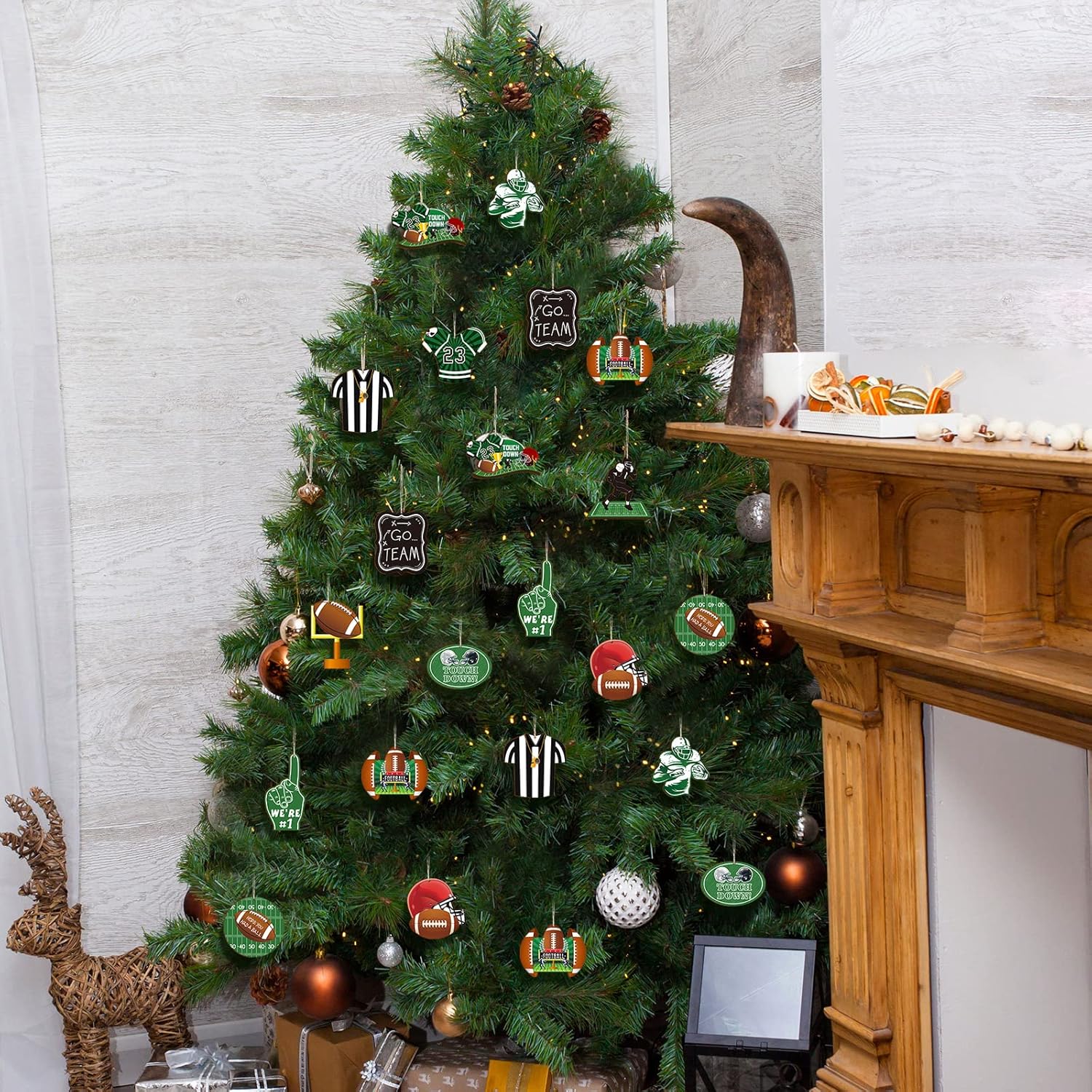 Yulejo 24 Pieces Football Wooden Hanging Ornaments for Christmas Tree Football Cutout Wood Ornament DIY Crafts Decorations Party Favors for Tree Bowl Game Day Decorations Sport Game Day Party Supplies - Image 8