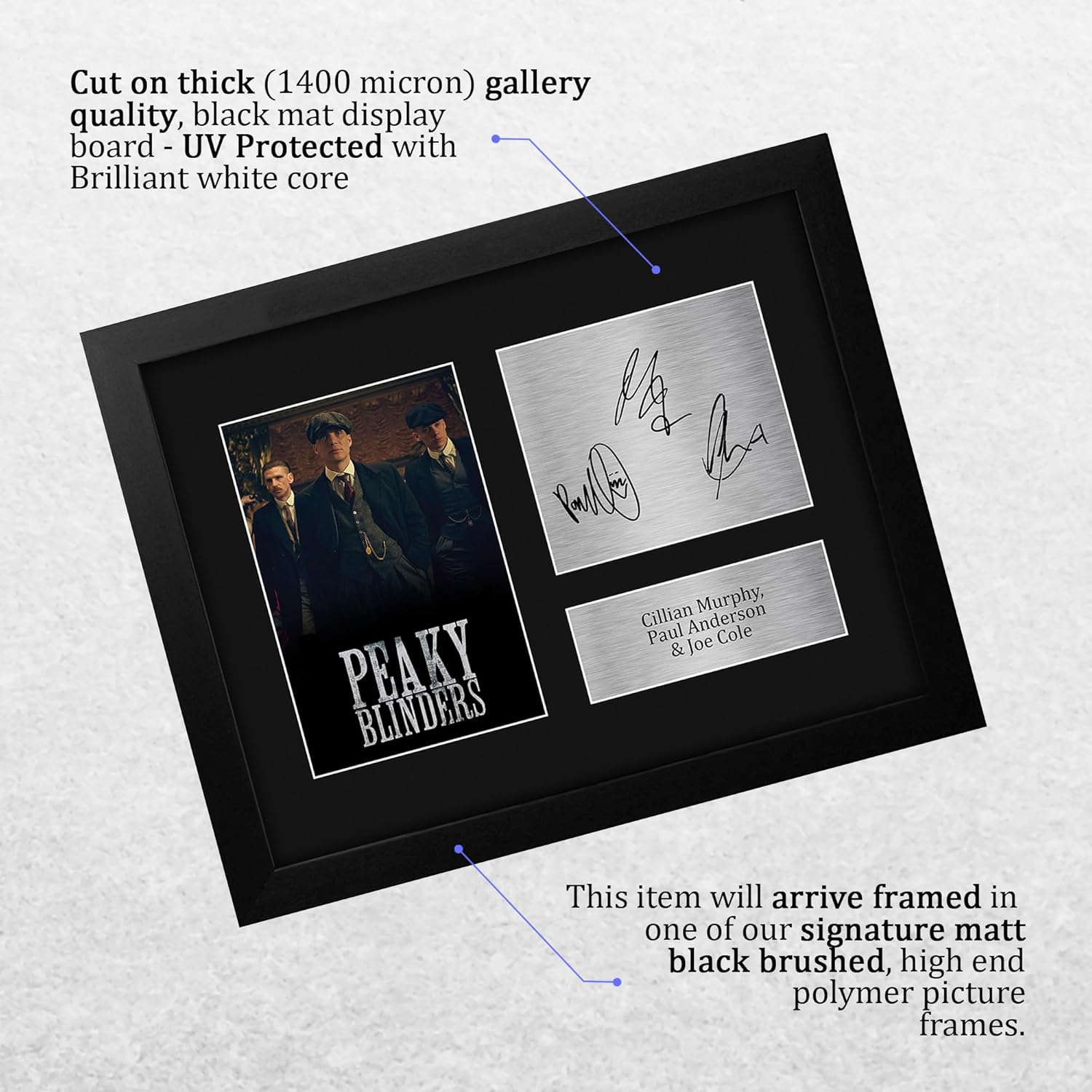HWC Trading Cillian Murphy Paul Anderson & Joe Cole Peaky Blinders Tommy, Arthur, John Shelby Framed Gifts Printed Signed Autograph Picture for TV Show Fans - US Letter Size