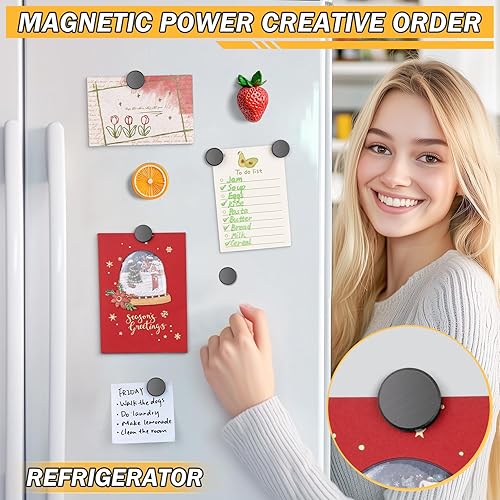 Miniatura 5 de Paquete de 100 imanes para manualidades con respaldo adhesivo, imanes industriales de cerámica fuerte, imanes de disco redondos para botón de