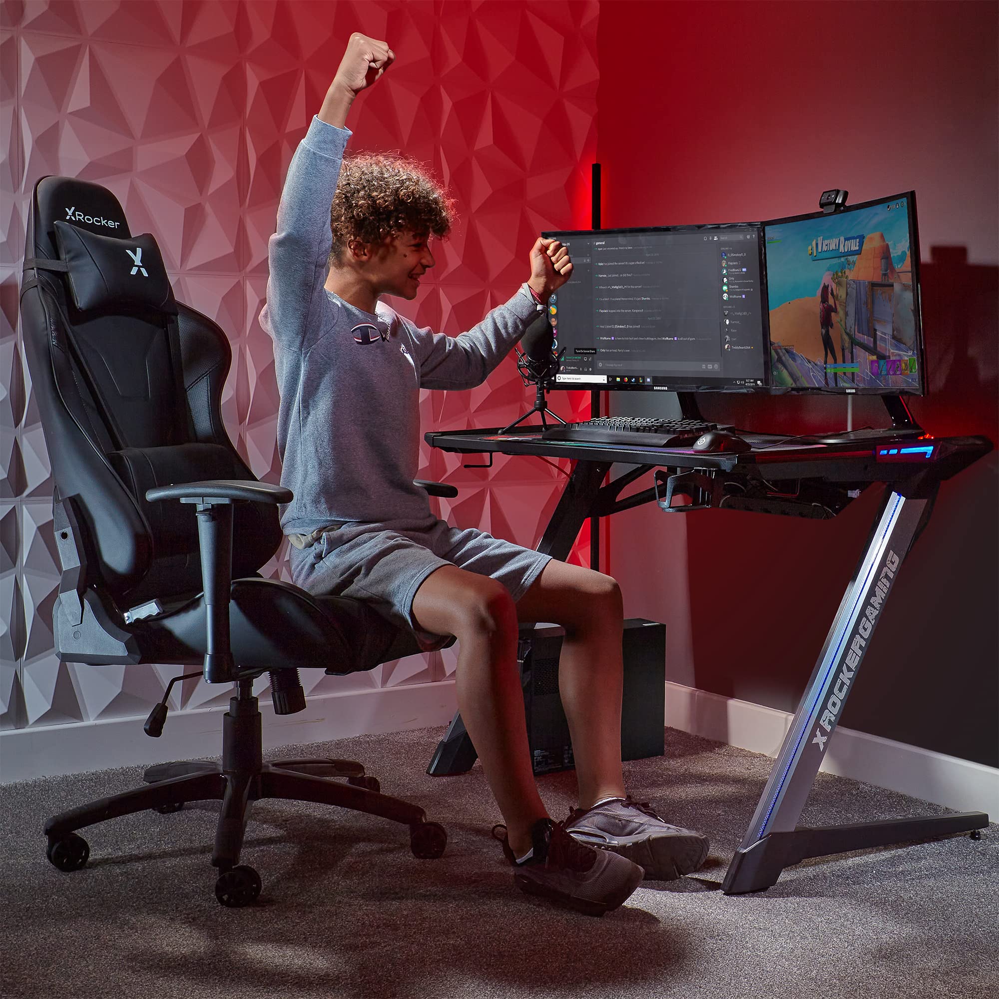 X Rocker Agility Esports - Gaming Bürodrehstuhl mit Komfortkissen für Erwachsene - Carbon Schwarz
