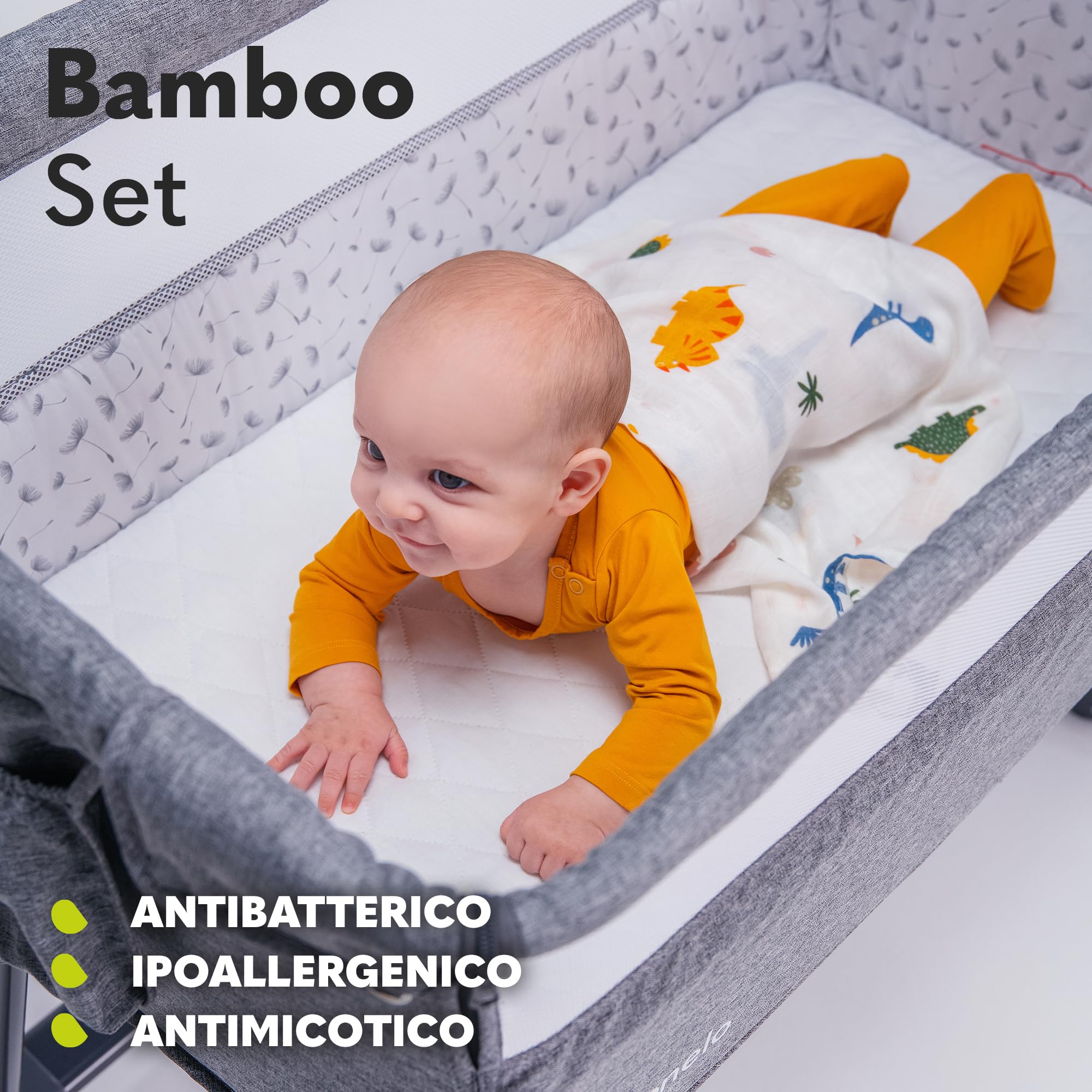 Lionelo Bamboo Set 3 Pezzi Mussole per neonato 70x70 cm in cotone bambù 100% naturale, Sicure dal primo giorno di vita, Antibatteriche Antimicotiche Ipoallergeniche Morbide Fasciatoio odori resistenti