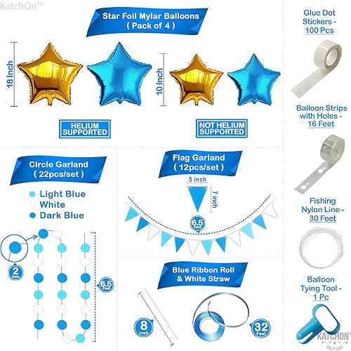 Miniatura 5 de KatchOn, Juego de decoraciones de graduación azul y dorado 2024, paquete gigante de 144, kit de arco de globos de graduación 2024 | Globos azules