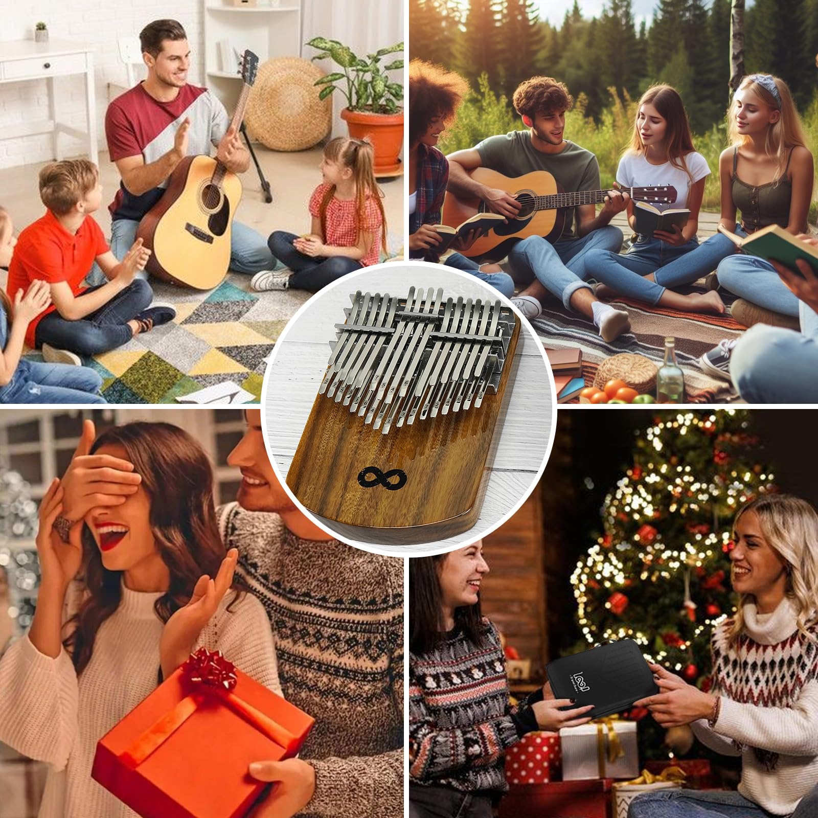 Kalimba Daumenklavier 42 Tasten - Tragbares Fingerpiano mit Stimmhammer, Anleitung & Tasche, Ideales Geschenk für Anfänger & Profis, Massives Akazienholz