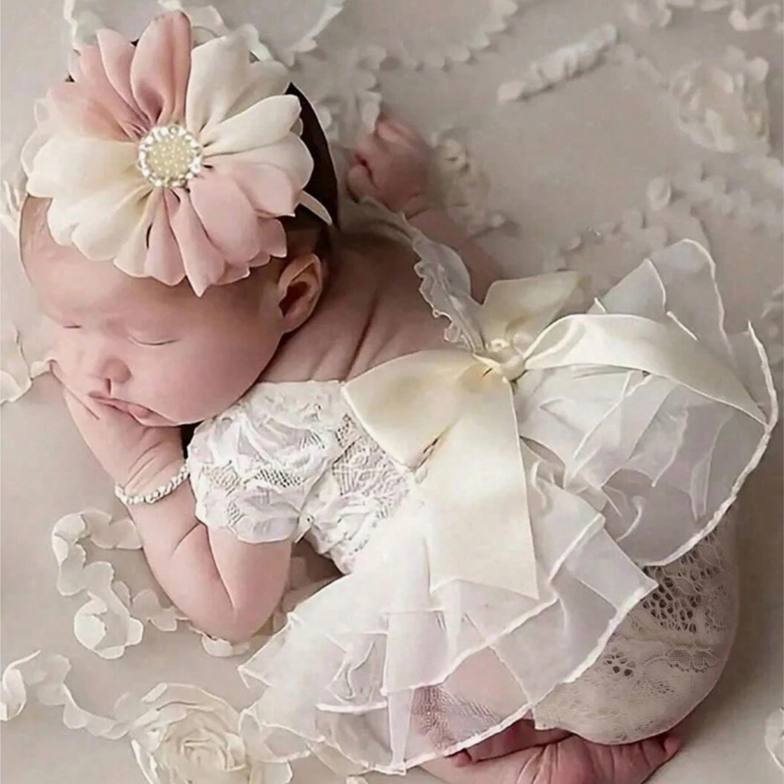 Bembika Photography Costume – Newborn Photography Outfits & Baby Photography Props Designer Baby Clothes for Newborn Photo Shoot -(Skirt Lace Milky)-picture-27