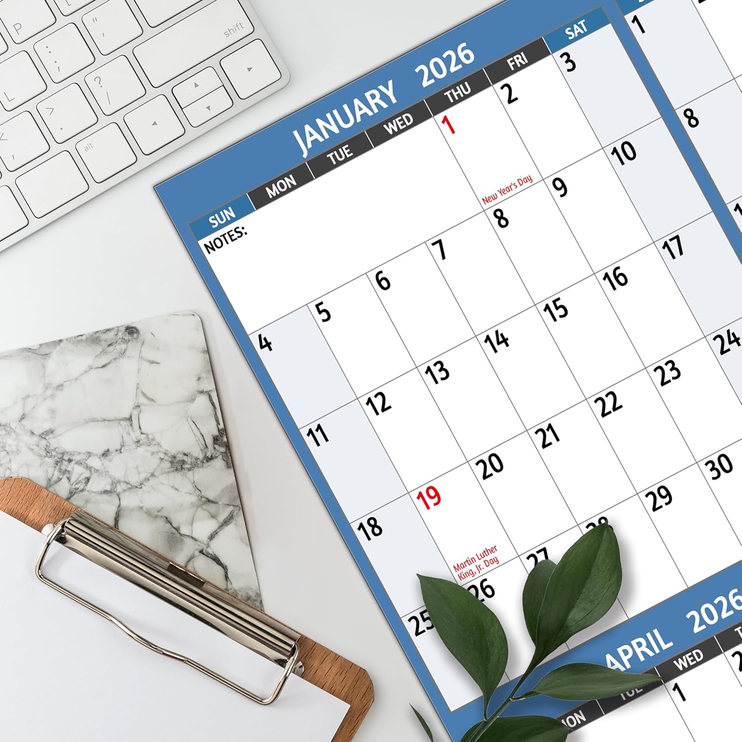 2026 Yearly Wall Calendar - Large Yearly Calendar 2026, Jan 2026 - Dec 2026, 25.2" x 38.2" (Open), 2026 Calendar, Large Wall Calendar 2026, Full Year Paper with Notes, Thicker Paper - Light blue - Image 2