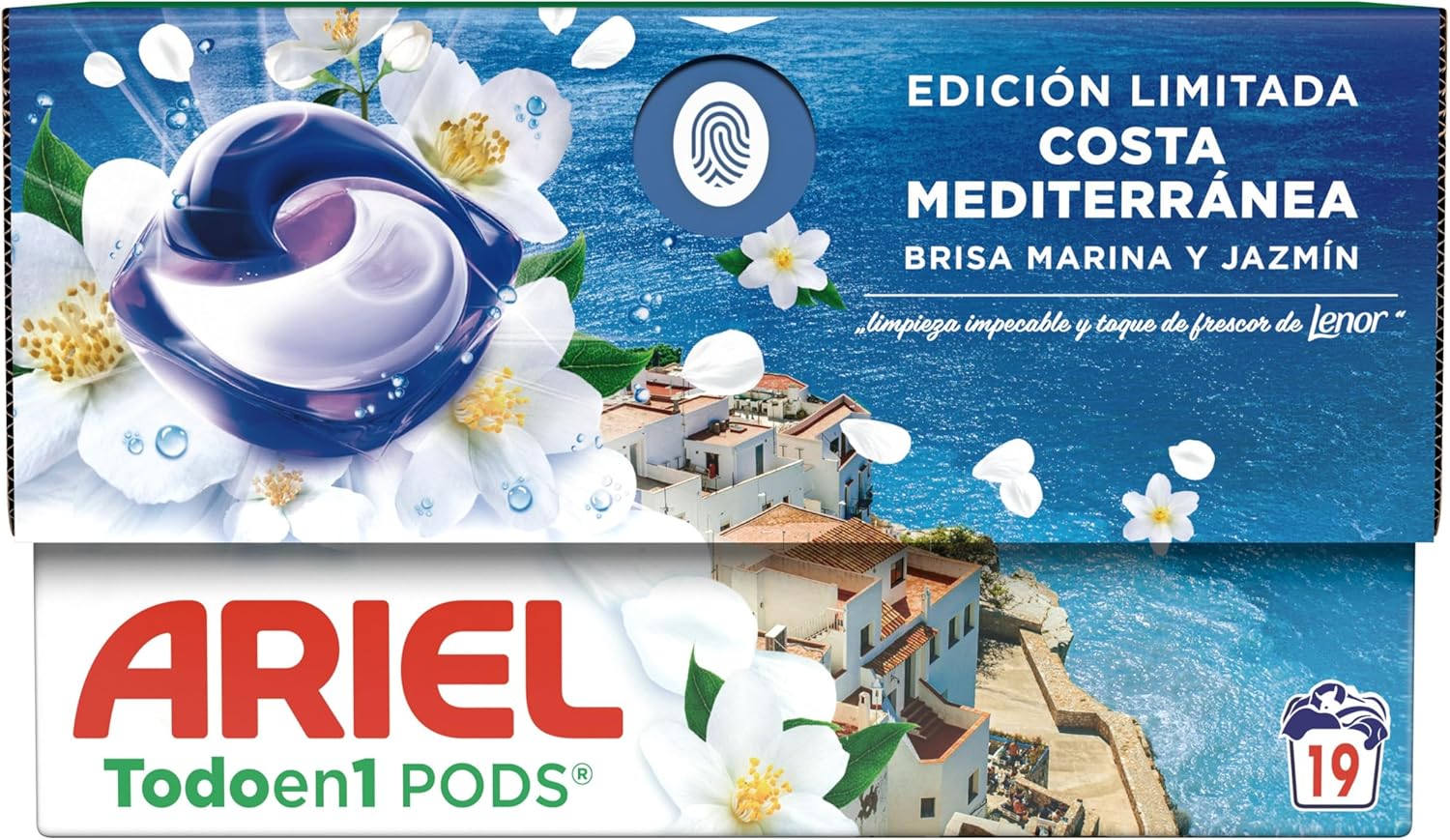 Ariel PODS Brisa Marina 1 Ariel Todo en 1 PODS Brisa Marina Y Jazmín, Detergente Líquido En Cápsulas, 19 Lavados