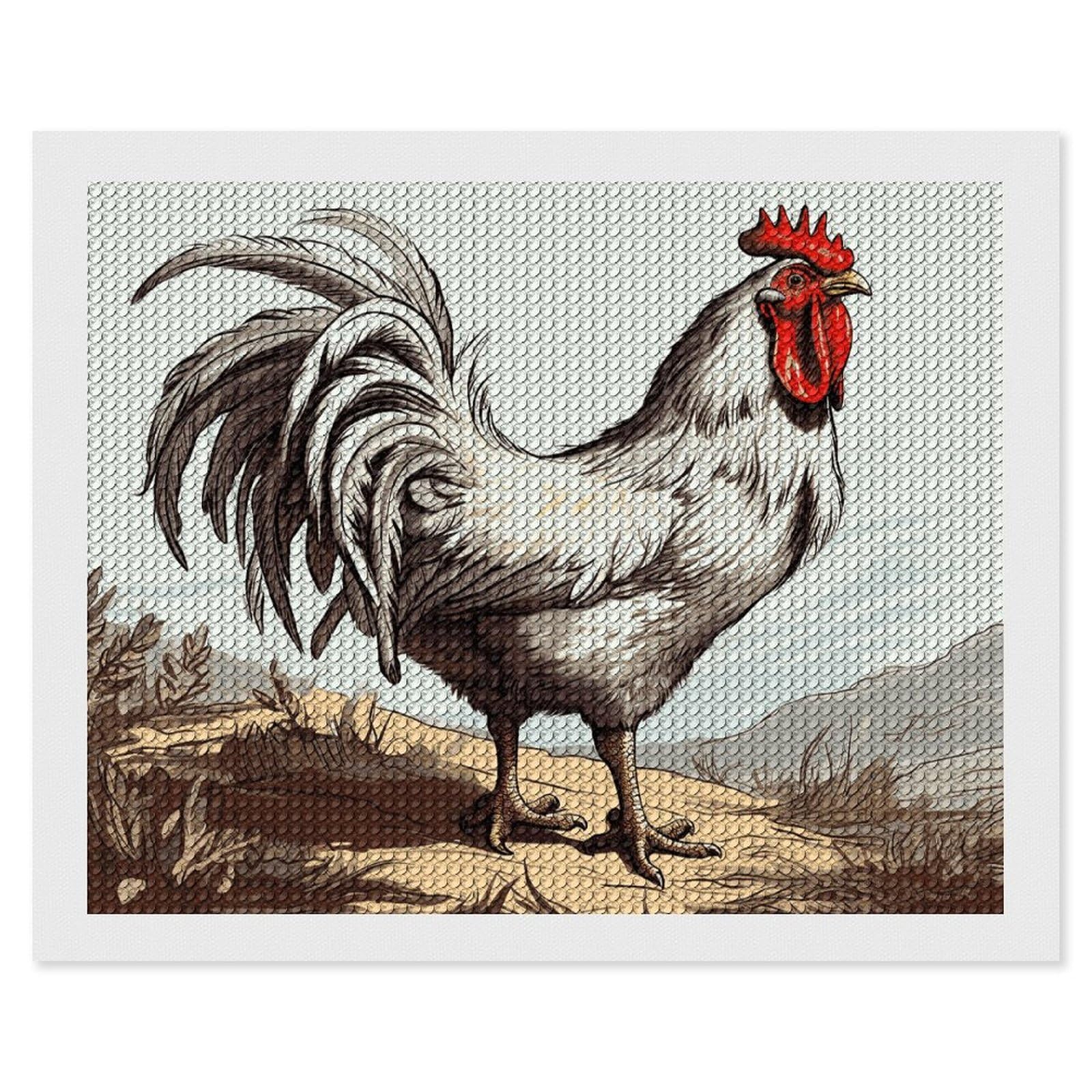 Chicken Sketch Diamond Art Kits for Adults, DIY 5D Diamonds Painting Kits for Beginner, Round Full Drill Diamond Dots Painting, 16"x20" Diamonds Pictures Gem Art and Crafts Wall Decor