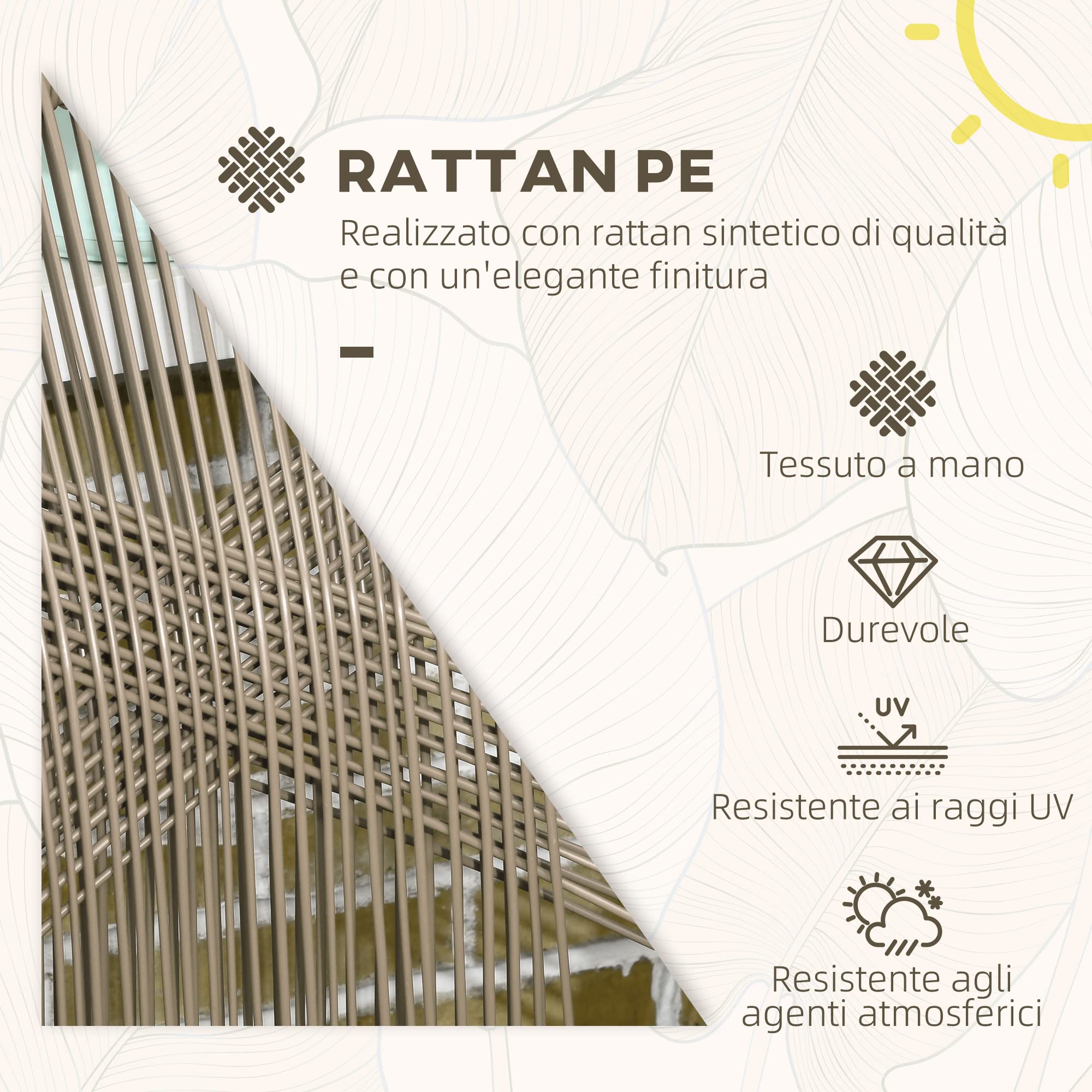 Outsunny Set Tavolino e Sedie da Giardino 3 Pezzi in Rattan PE e Acciaio con 2 Sedie Moderne e 1 Tavolino da Caffè, Grigio