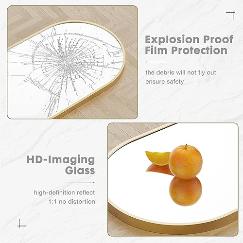 Miniatura 4 de Sweetcrispy Espejo arqueado de cuerpo completo de 59 x 16 pulgadas, espejo de pie para colgar o inclinarse, espejo de pared de arco con soporte,