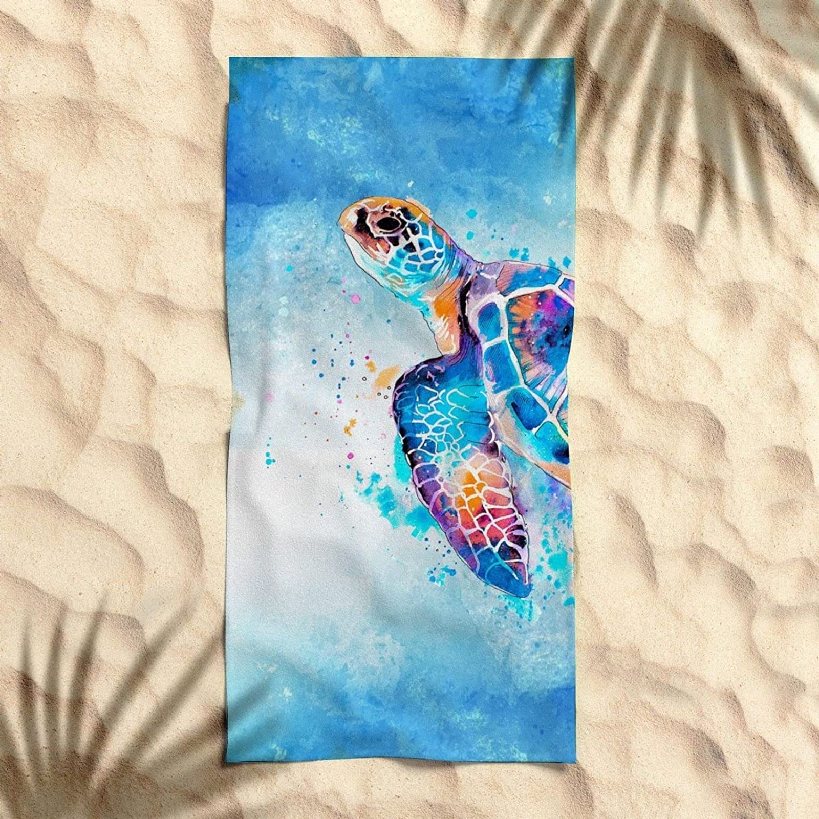 Serviette De Plage Microfibre XL 70x150cm - Anti-sable, Séchage Rapide | Motif Tortue Bleu