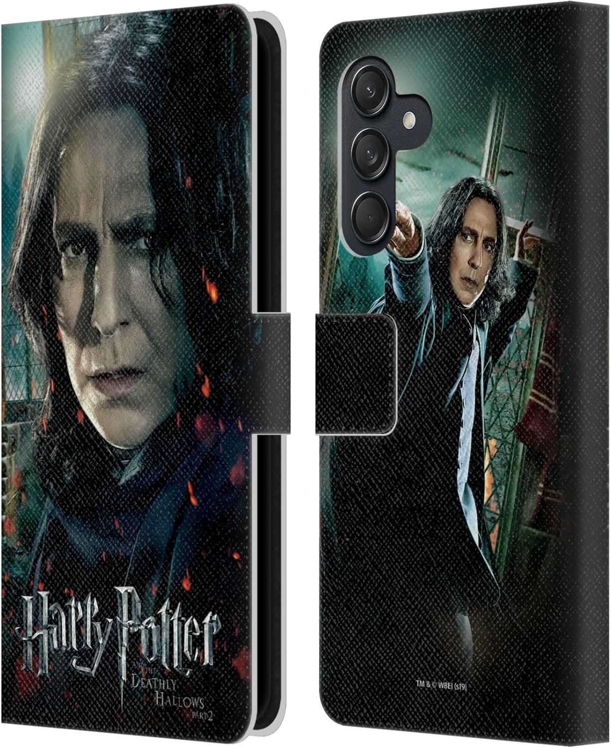 Head Case Designs Officially Licensed Harry Potter Severus Snape Deathly Hallows VIII Leather Wallet Case Compatible with Samsung Galaxy M55 5G