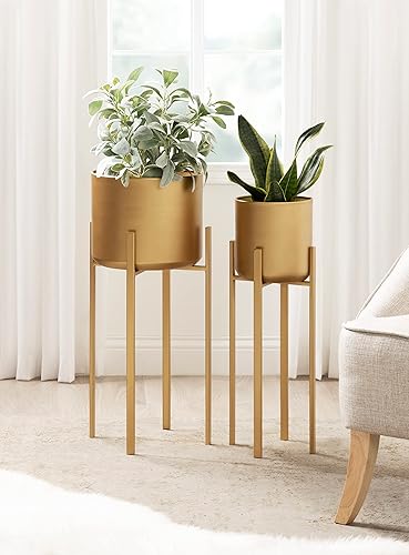 Miniatura 4 de Kate and Laurel Gabi Glam - Soporte de metal de dos piezas para interiores para exhibición o decoración, 2, dorado, 2 unidades