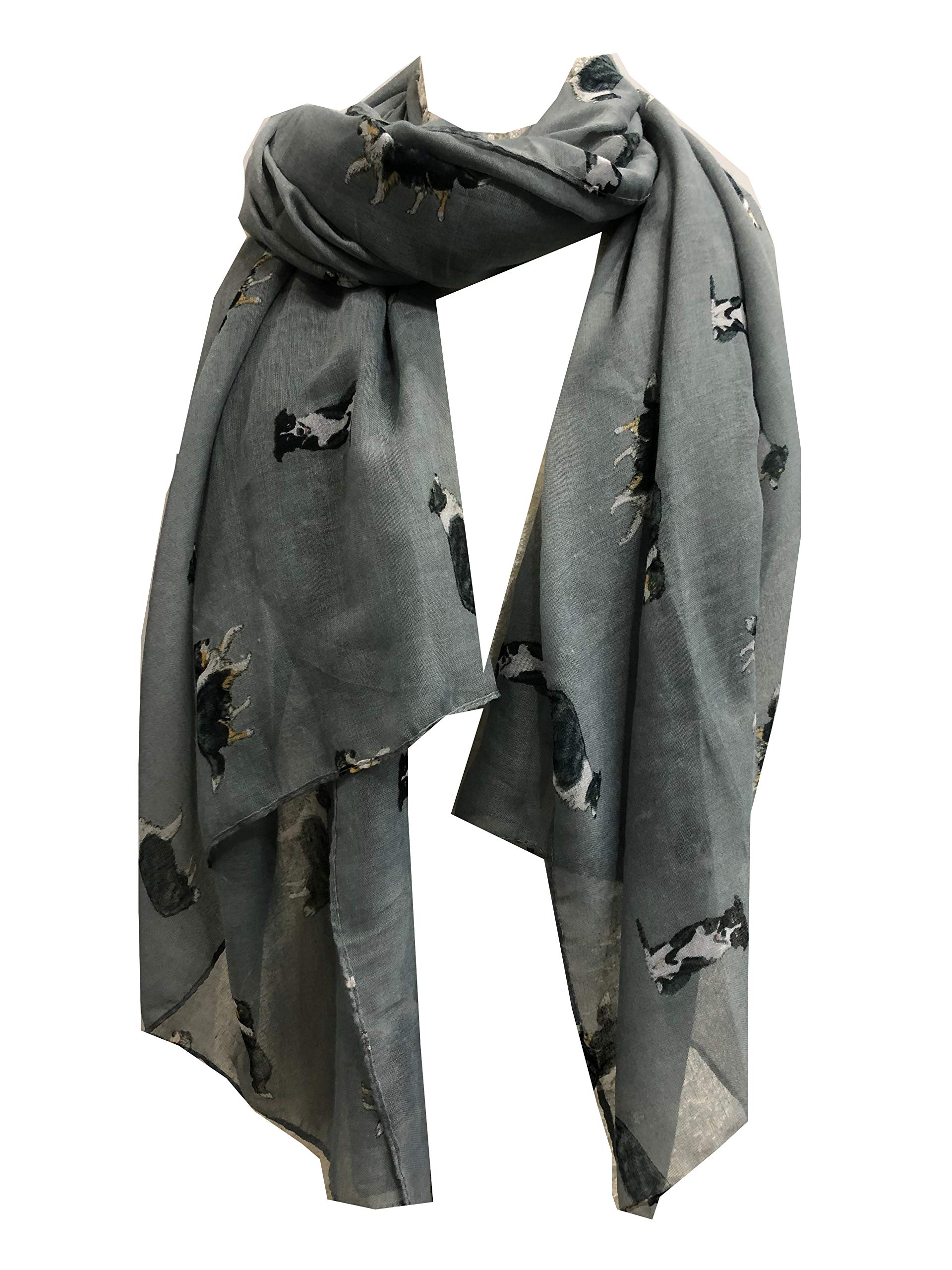 Pamper Yourself Now Women's Grey Border Collie Dog Long Scarf. (Design 2)