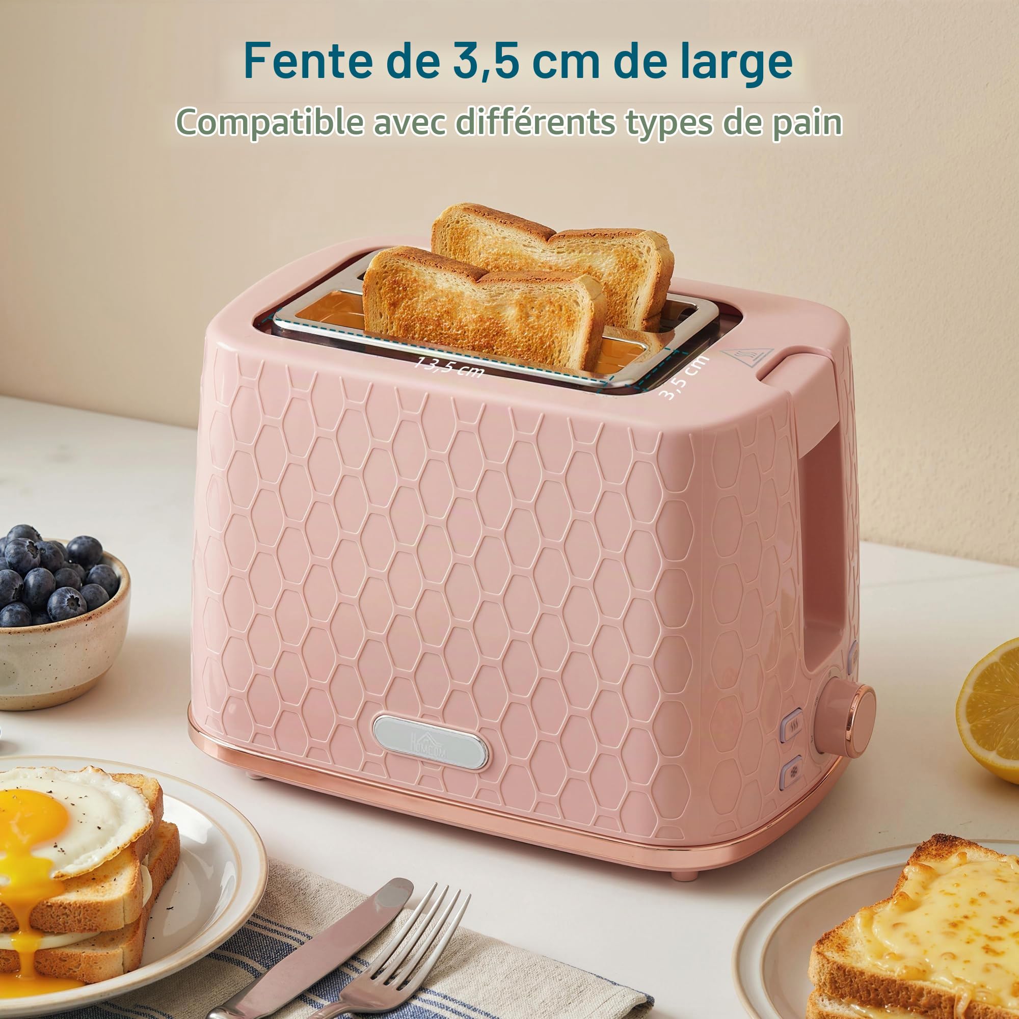 HOMCOM Set bouilloire et grille-pain 2200W rose