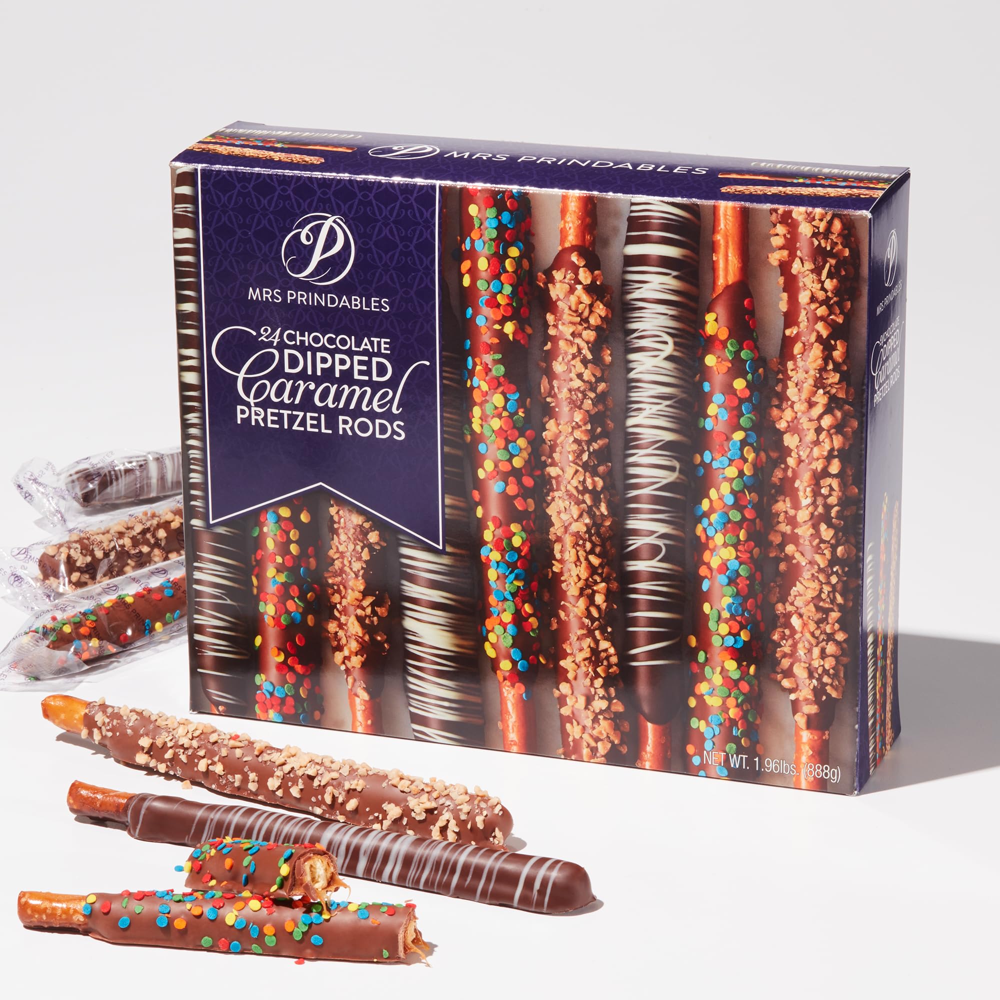 Amazon.com: Mrs Prindables 24 Chocolate Dipped Caramel Pretzel Rods