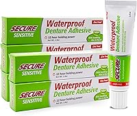 Vista 11 de Secure Sensitive Gums - Adhesivo impermeable para dentaduras postizas con goma de mascar de aloe vera y mirra, extra fuerte durante todo el día
