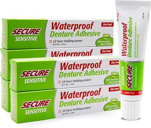 Miniatura 17 de Secure Adhesivo impermeable para dentaduras postizas, sin zinc, extra fuerte de 12 horas, 1.4 onzas (paquete de 2)