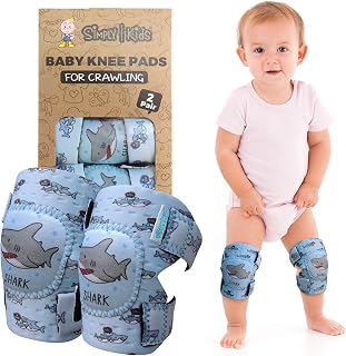 SimplyKids Baby Knee Pads for Crawling (2 Pairs) - CPSIA Certified Toddler Knee Protectors for Boys Girls 6-24 Months