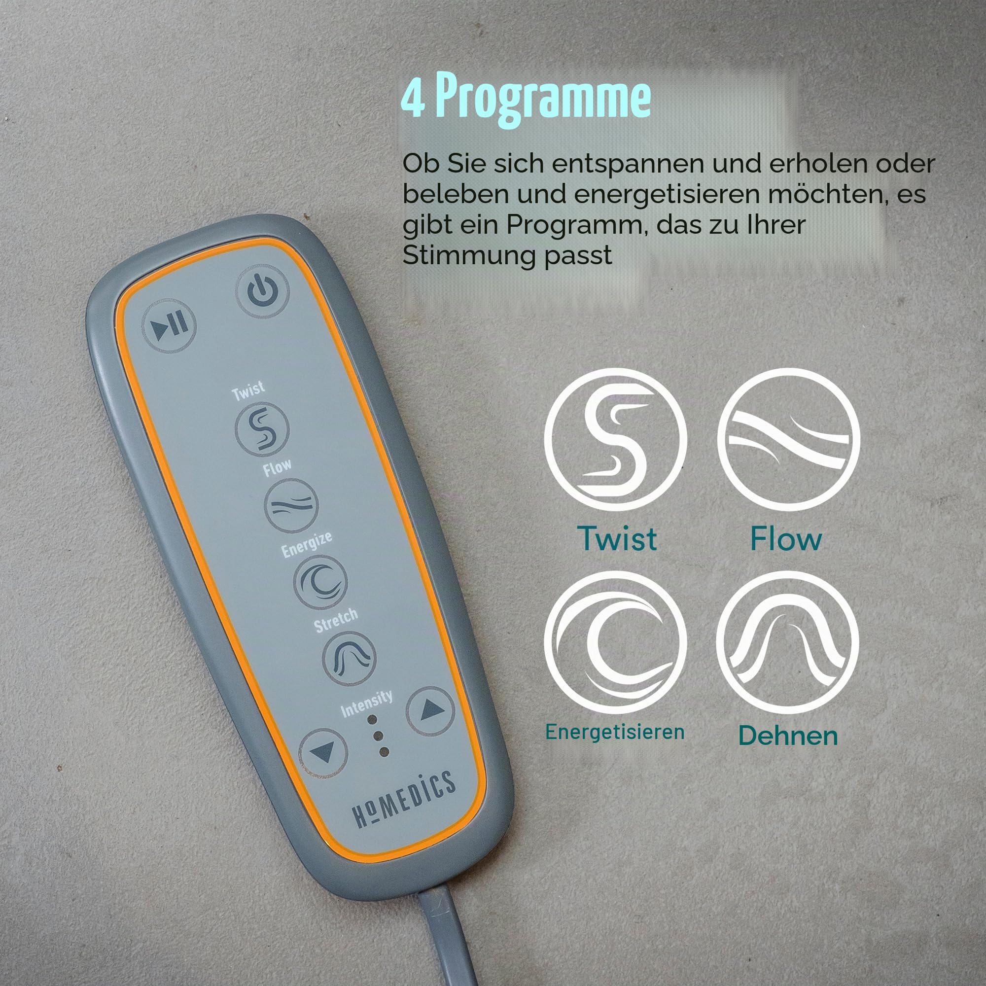 Homedics Stretch Stretchingmatte inspiriert durch Yoga, Yogamatte Gymnastikmatte Fitnessmatte mit 7 Luftkammern für Fitness und Entspannung, Dehnung der Muskulatur und Verbesserung der Beweglichkeit