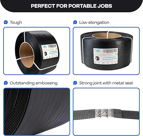 Miniatura 21 de IDL Packaging Bobina de flejado de polipropileno (PP) de 1/2" x 200' (resistencia a la rotura de 300 libras) en caja autodispensada de tablero