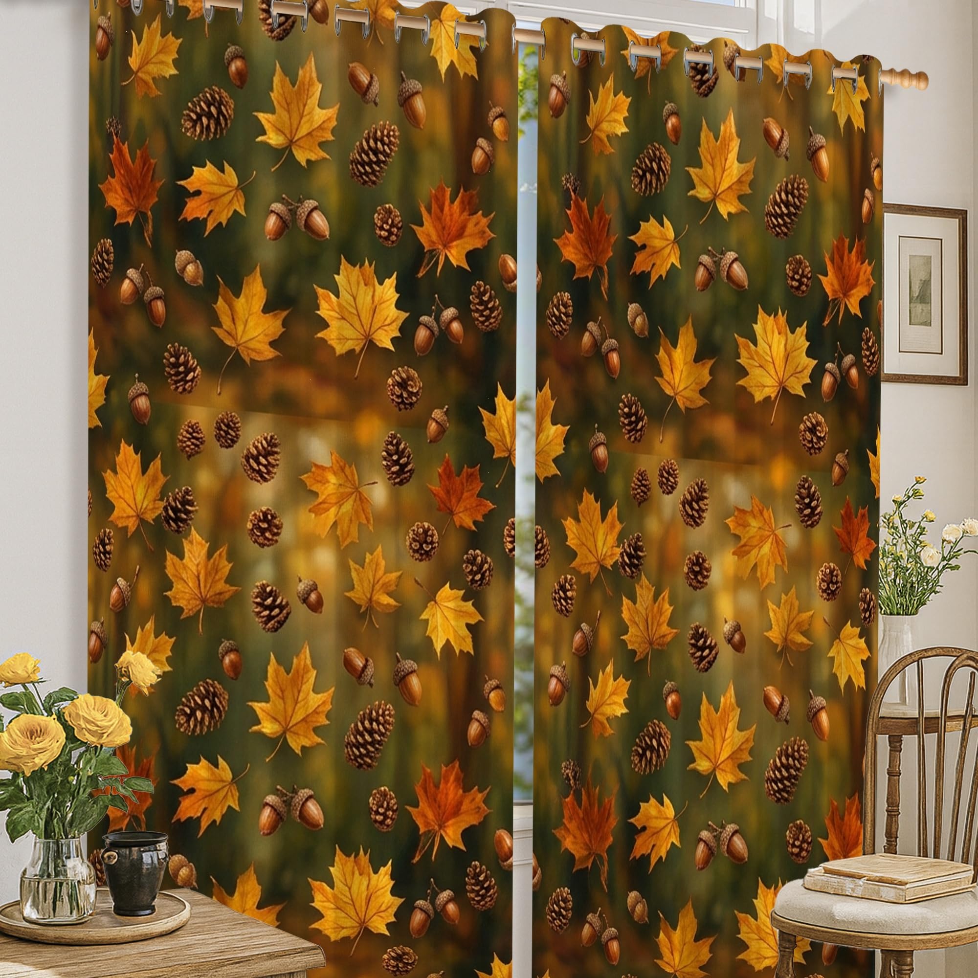 Rideaux occultants motif feuilles dorées pour la chambre de votre enfant