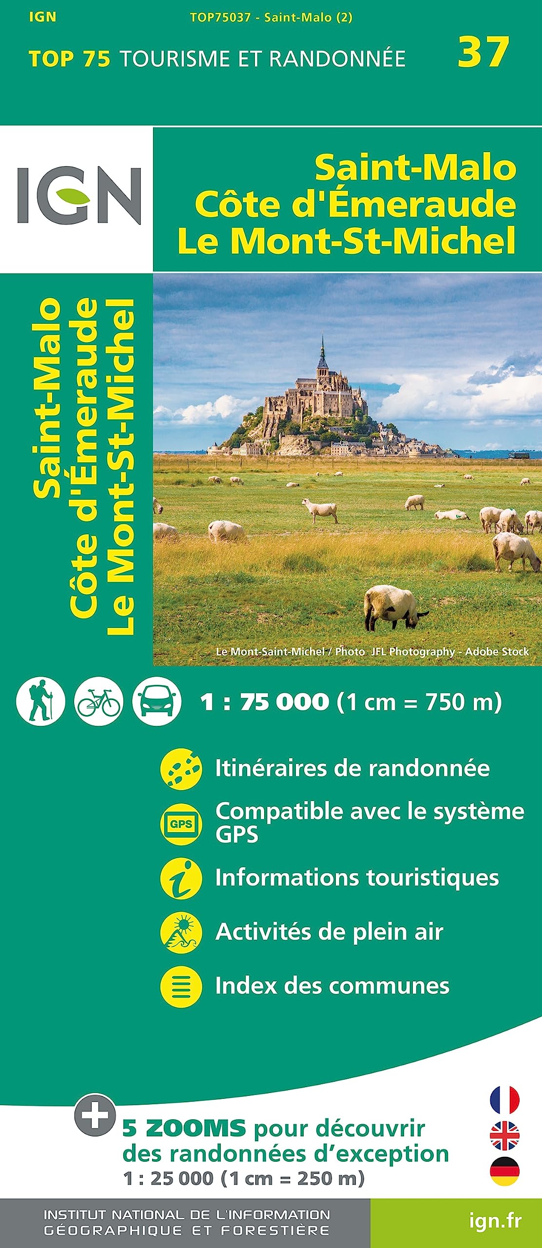 Saint-Malo / Côte d'Emeraude / Mt-Saint-Michel (75037): 1:75000 (TOP 75)