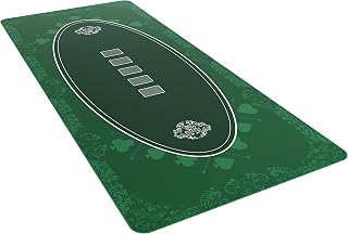 Bullets Playing Cards Poker Table Top Mat - Durable, Water-Resistant, & Non-Slip Surface - Mat with Sewn Edges for Casino Night and Texas Hold’em - with Carrying Tube - Rectangular 72