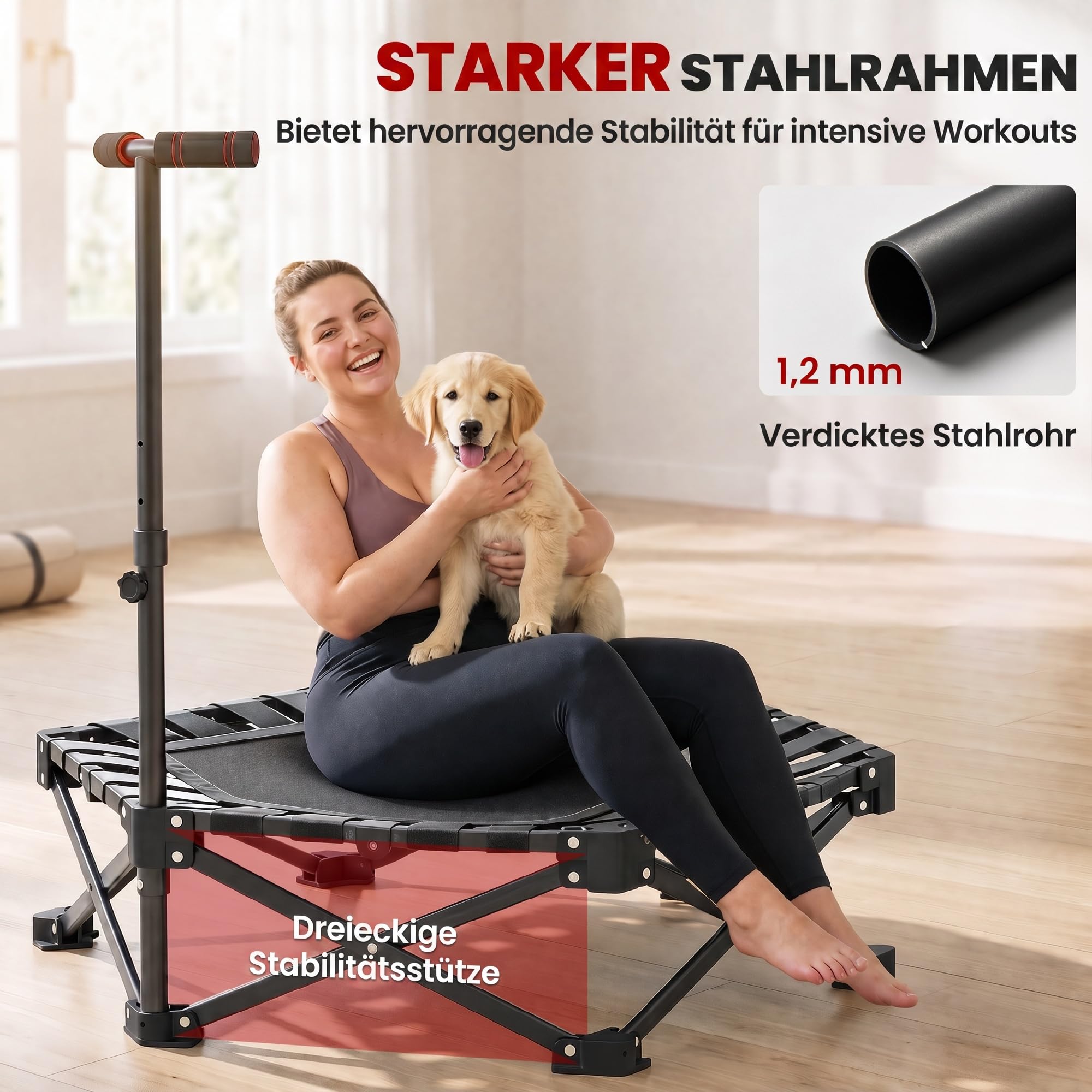 SPORTNOW Fitness Trampolin Klappbar Ø104 cm mit Schnellfaltmechanismus