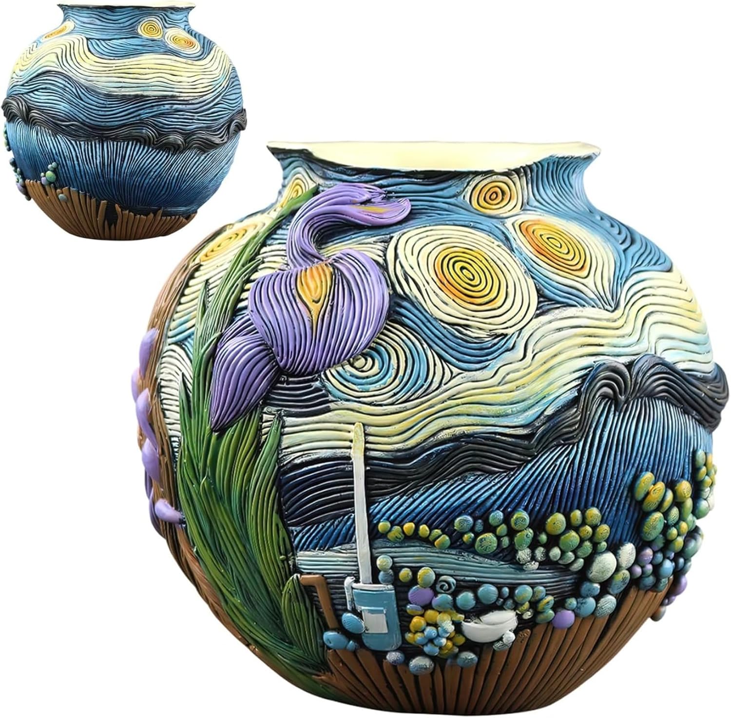 Planter for Indoor and Outdoor Plants – Starry Night Flower Pot, Unique Flower Pot for Indoor Plants & Artistic Vases & Planters