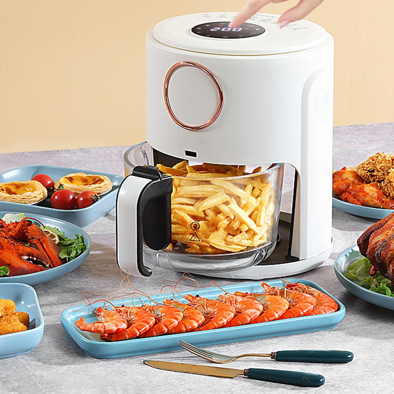 Freidora De Aire New Multifunctional Deep Oil Free Steam Stainless Steel Liner C