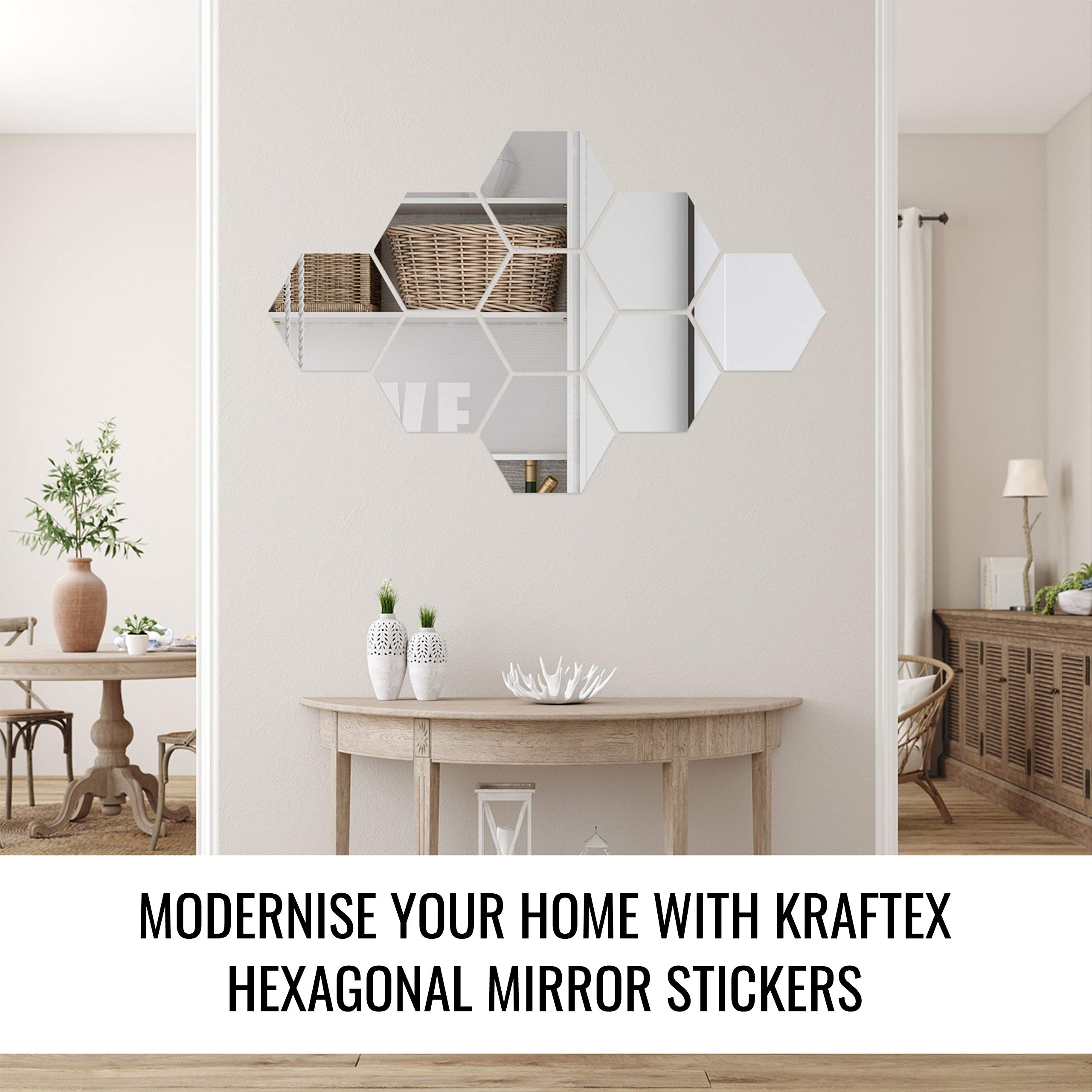 Hexagon Mirror Wall Stickers [24 pack] Removable Hexagon Mirror Tiles