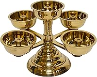 Vista 6 de Panchadeep Bhadradeepam de latón puro de 5 caras Akhand Jyothi Diya para Pooja & Home Temple (1.75 pulgadas, paquete de 1)
