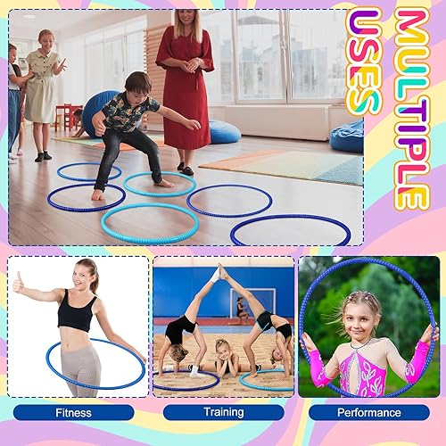 Miniatura 4 de Sratte 12 aros de juguete desmontables y ajustables para niños, anillo de ejercicio de color, círculo de plástico para niños y adolescentes,
