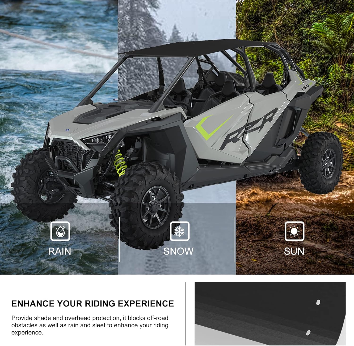 KIWI MASTER Aluminum Roof for 2020-2026 Polaris RZR Pro XP 4, Pro S 4, Turbo R 4 Accessories 4-Seat Hard Roof Top Black OEM Style 2883990-458