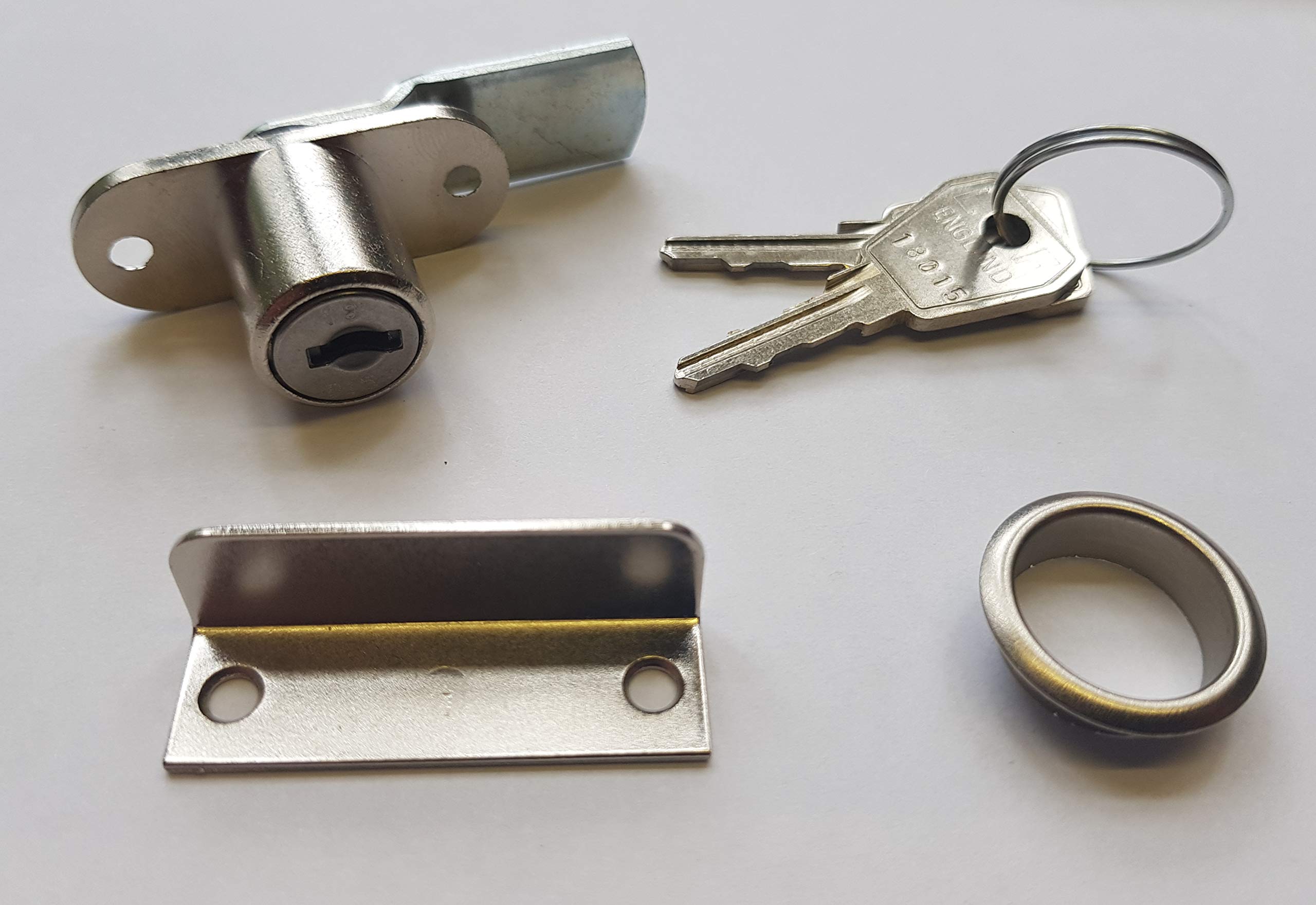 Lowe & Fletcher 19mm Tambour Lock 5811 (with 3mm cranked cam) set c/w rosette and angle keep. KEYED TO DIFFER