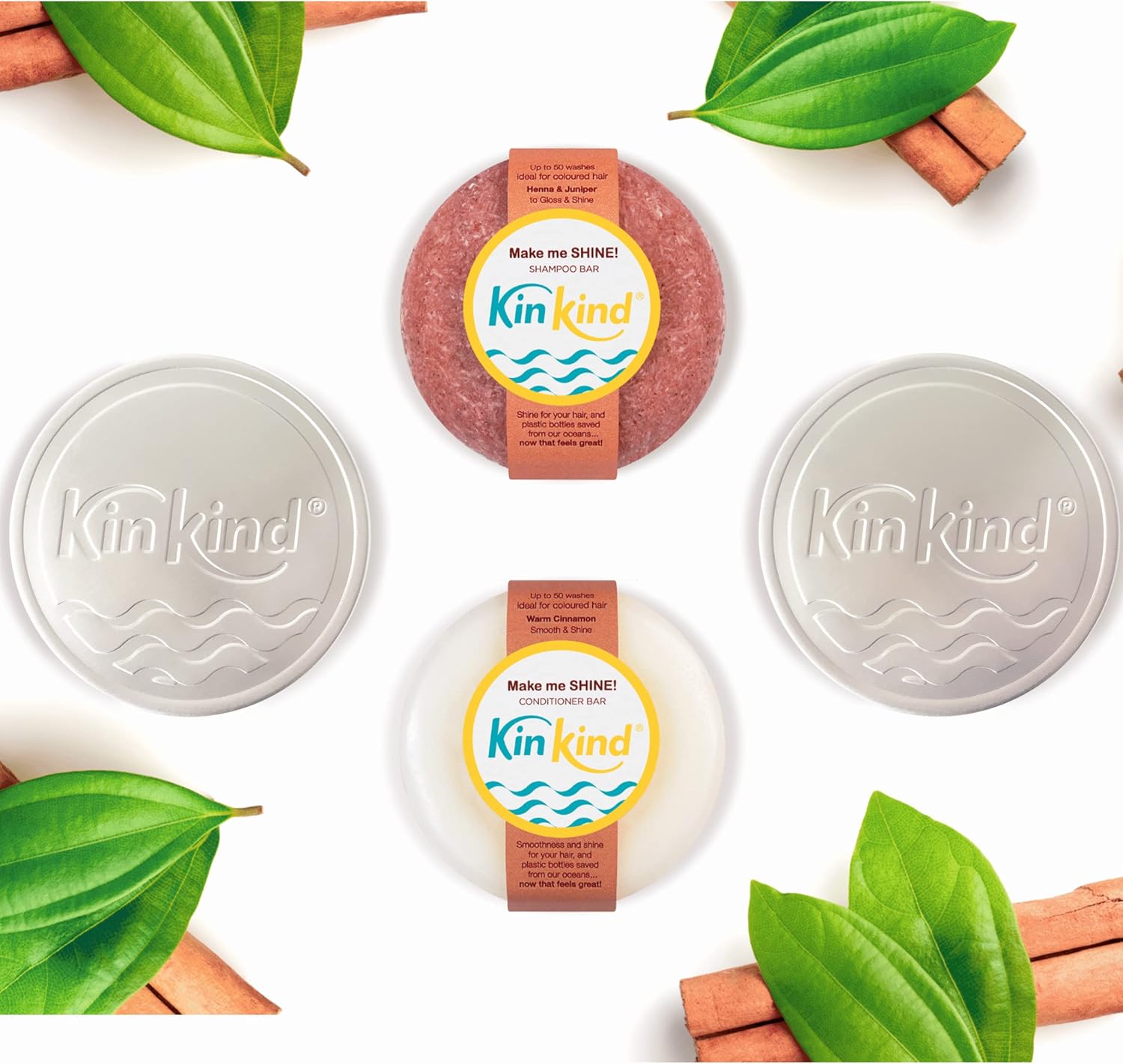 KinKind Make me SHINE! Travel Size Shampoo and Conditioner Bars Set. Up