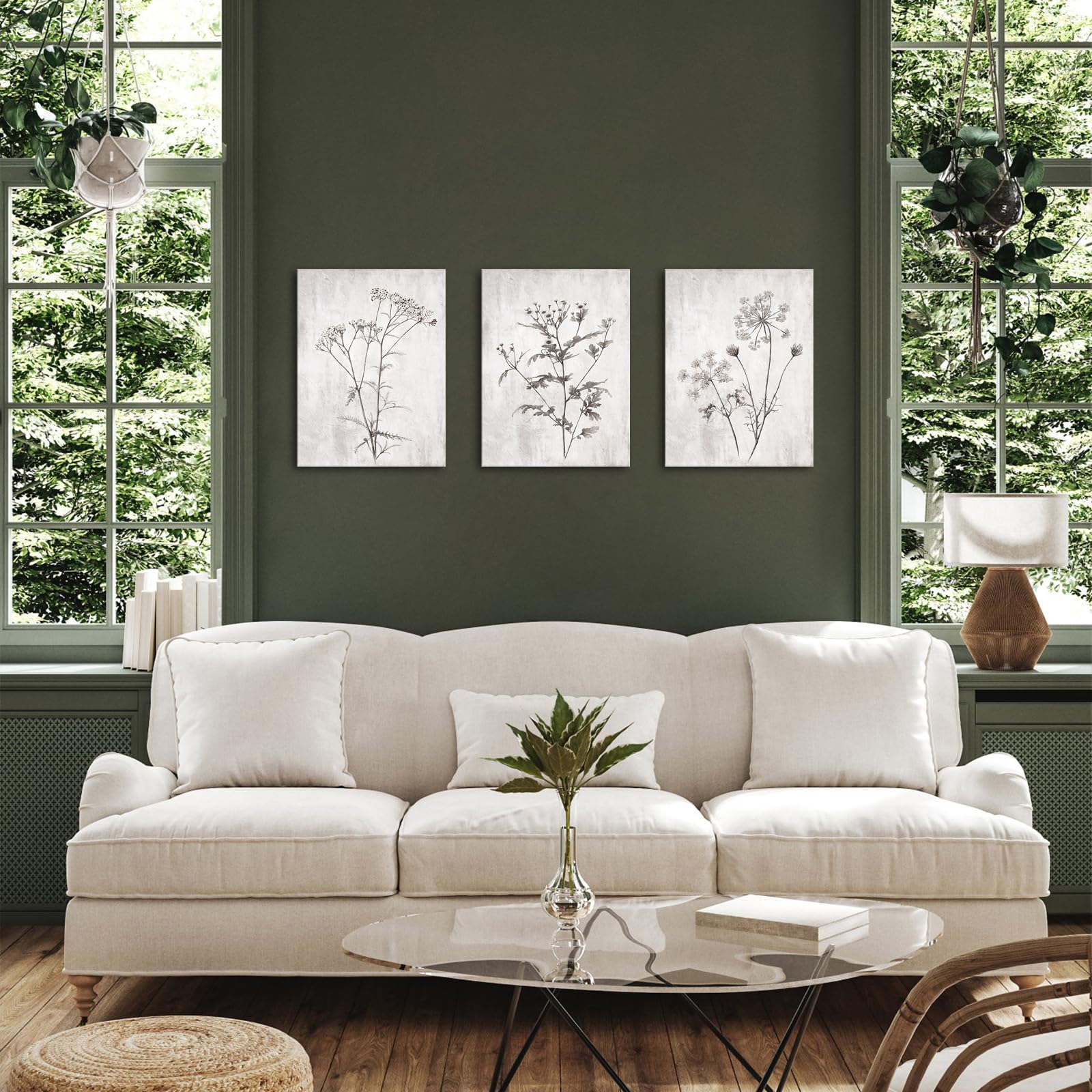 LoveHouse Boho Wall Art Set of 3 Beige Decor for Kitchen Bedroom ...