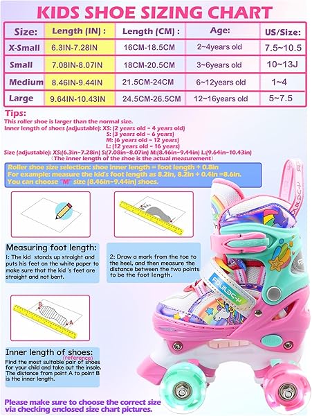 Pattini a Rotelle Bambina Unicorno Pattini Regolabili Pattini a Rotelle in Linea con 4 LED Ruote per Bambini Ragazzi Principianti - 3