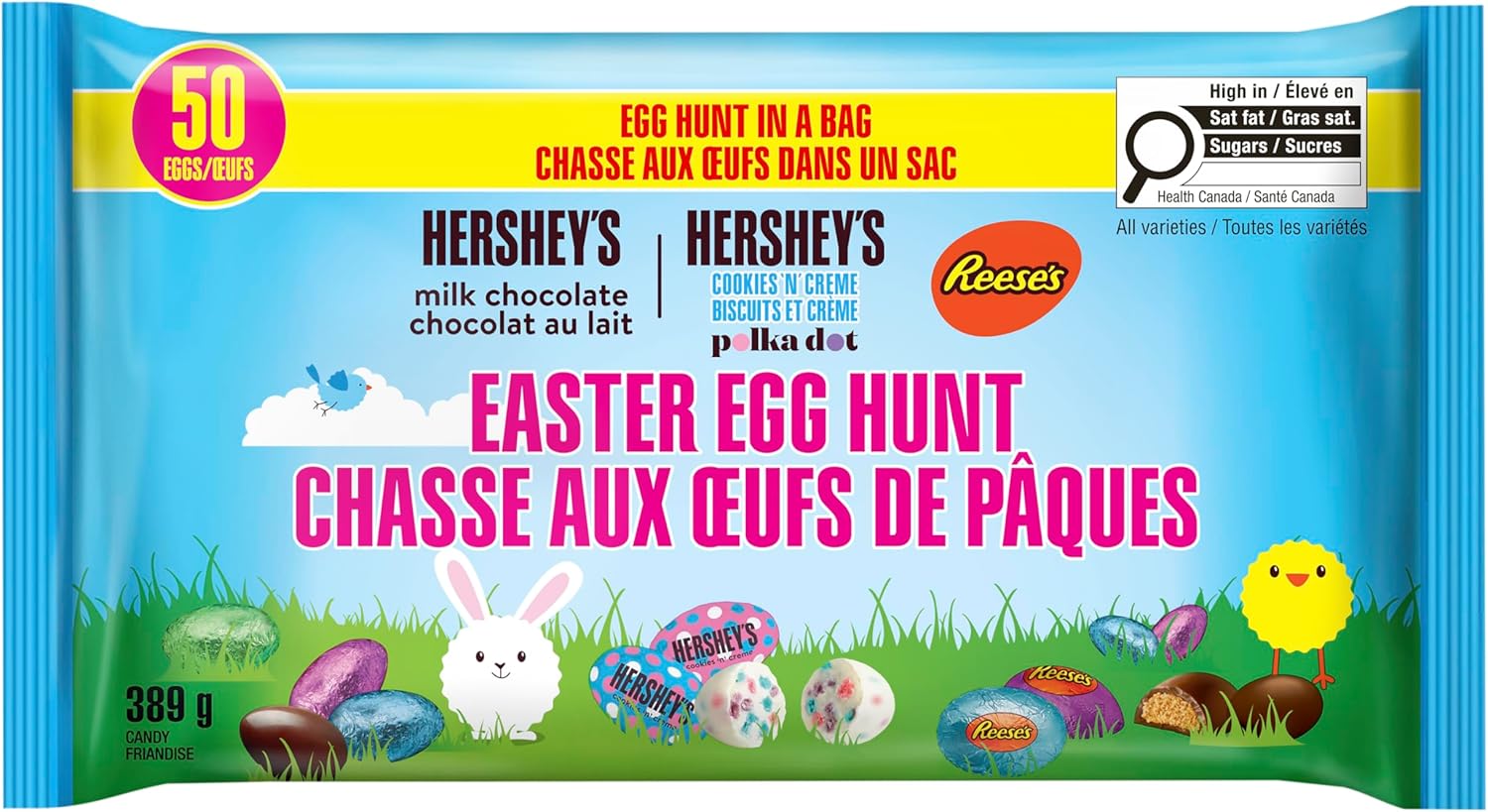 HERSHEY'S 50ct Egg Hunt Variety Pack 389g, Chocolate Easter Eggs, Easter Basket Stuffers