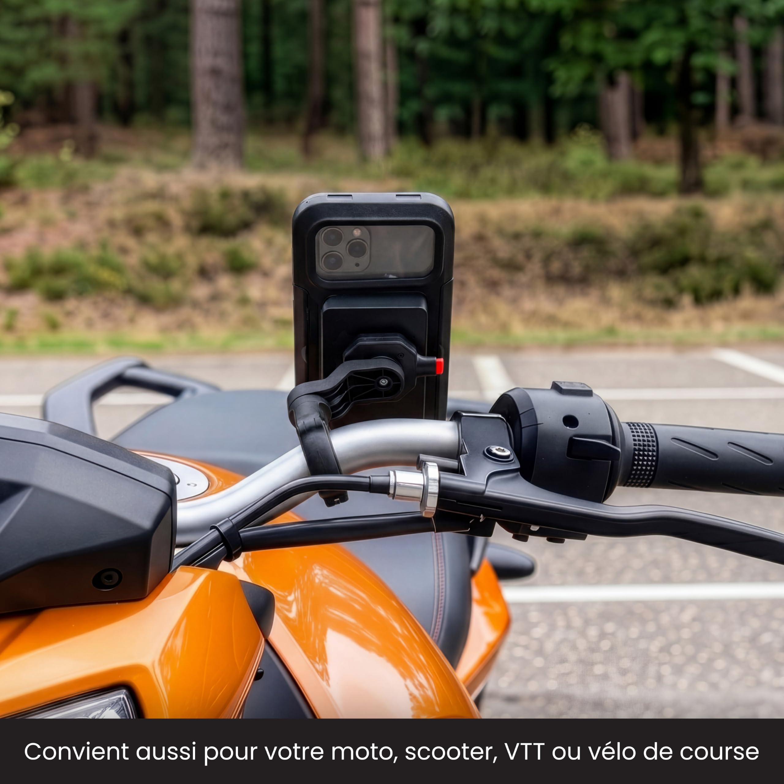 R2B Support Téléphone Vélo avec Batterie Externe 5000mAh, Support Vélo Étanche Téléphone Support Smartphone Vélo avec Charge sans Fil pour Moto, Scooter et E-Bike