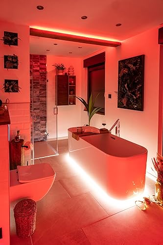 Miniatura 10 de WYZworks Cuerda de luz LED naranja de 50 pies, 8 modos, iluminación impermeable para exteriores con control remoto, tubo transparente flexible,