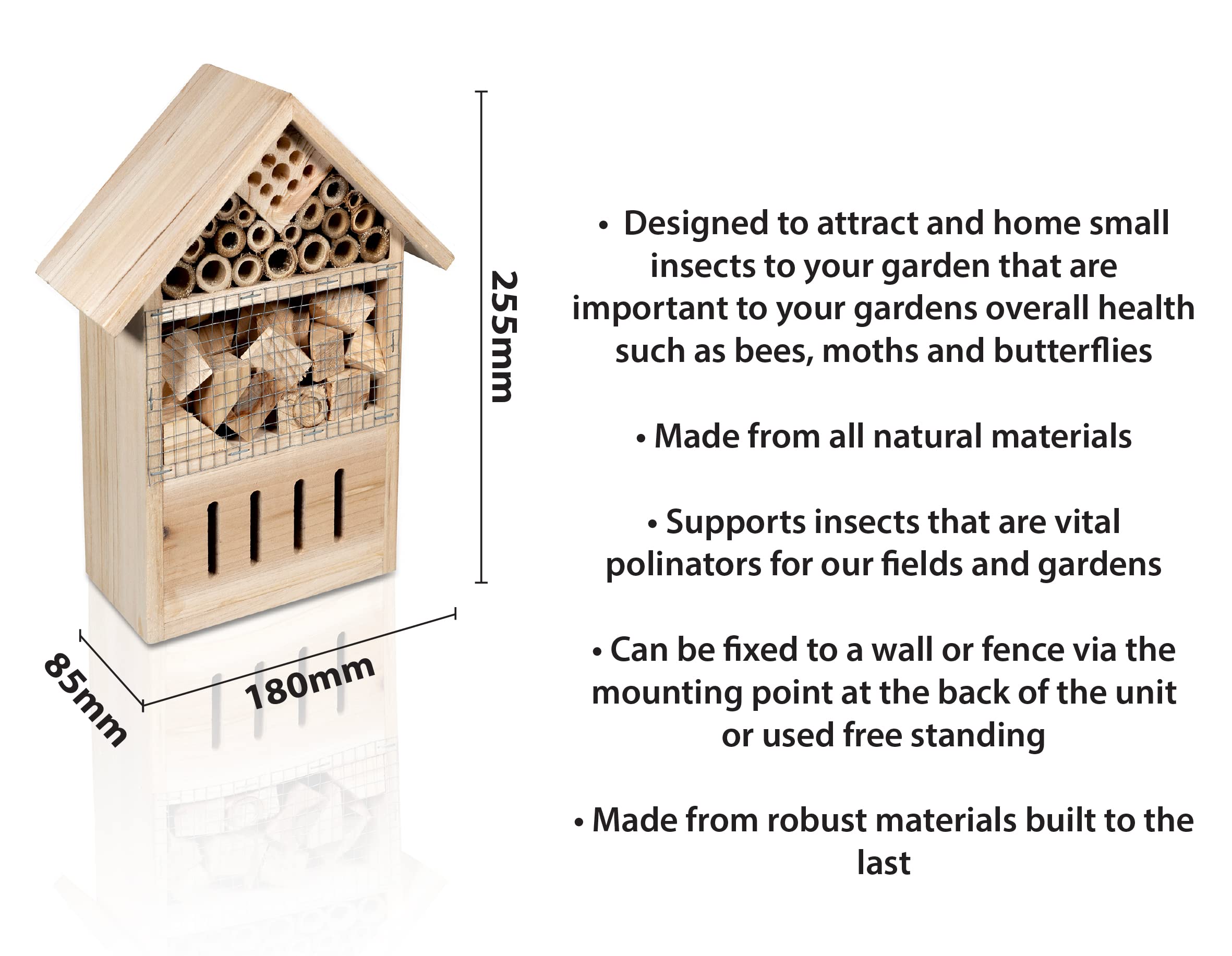 St Helens Home and Garden Eco-Friendly Wood Insect Bug House Home Hotel for Bees Butterflies and Other Insects Child Kid Friendly and Weather Resistant - Image 2