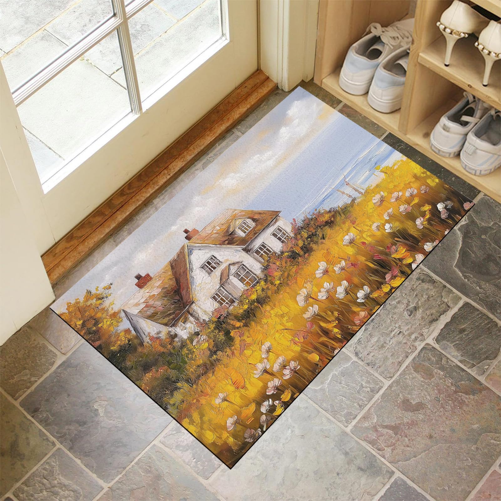 Paillasson attrape poussière 40x60cm tapis de sol antidérapant lavable pour porte d'entrée