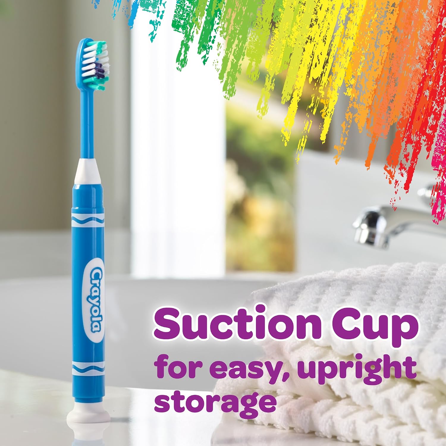 GUM Crayola Marker Kids Toothbrush, Soft Bristle, Ages 3+, 3 Count (2 Pack)