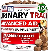 Dog UTI Treatment - 170 Treats - Cranberry Supplement for Dogs - Bladder Control - Urinary Tract Treatment - UTI Multivitamin - Vitamins and Supplements - Made in USA