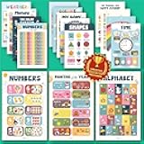 16 Boho Educational Posters For Toddlers 1-3, Toddler Learning Posters For Kids Ages 3-5, Homeschool Kindergarten Classroom Must Haves, Laminated Abc Number Chart Prek Classroom Decor