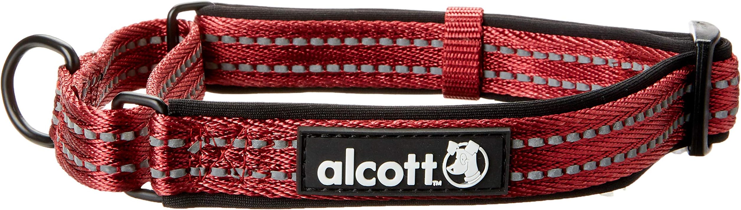 alcott Martingale Collar with Reflective Stitching & Neoprene Padding, Medium, Red,MCLR ES MD RD