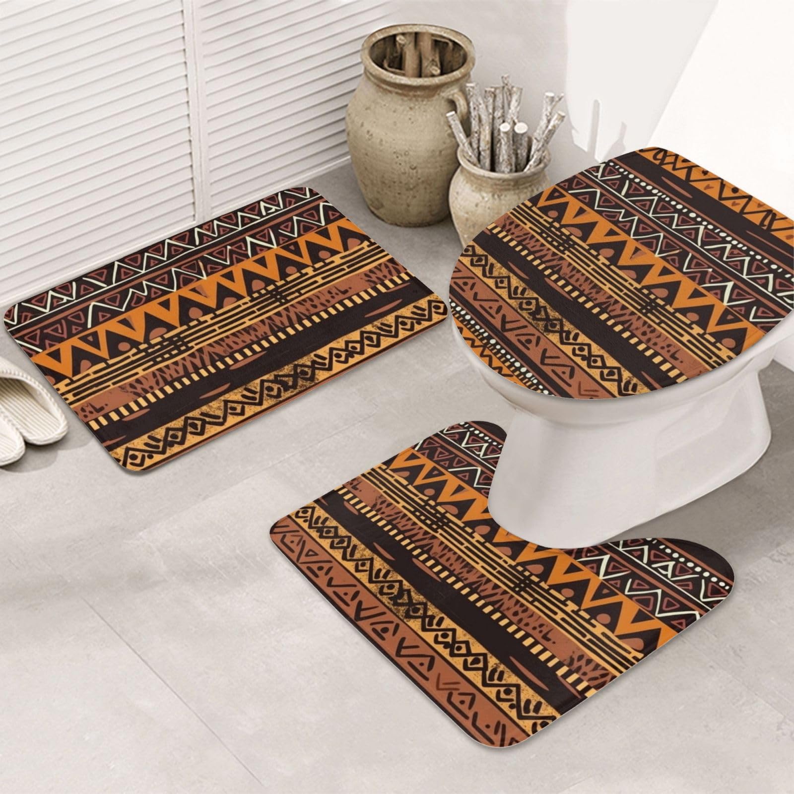 Housse pour abattant de toilettes et tapis de bain éponge