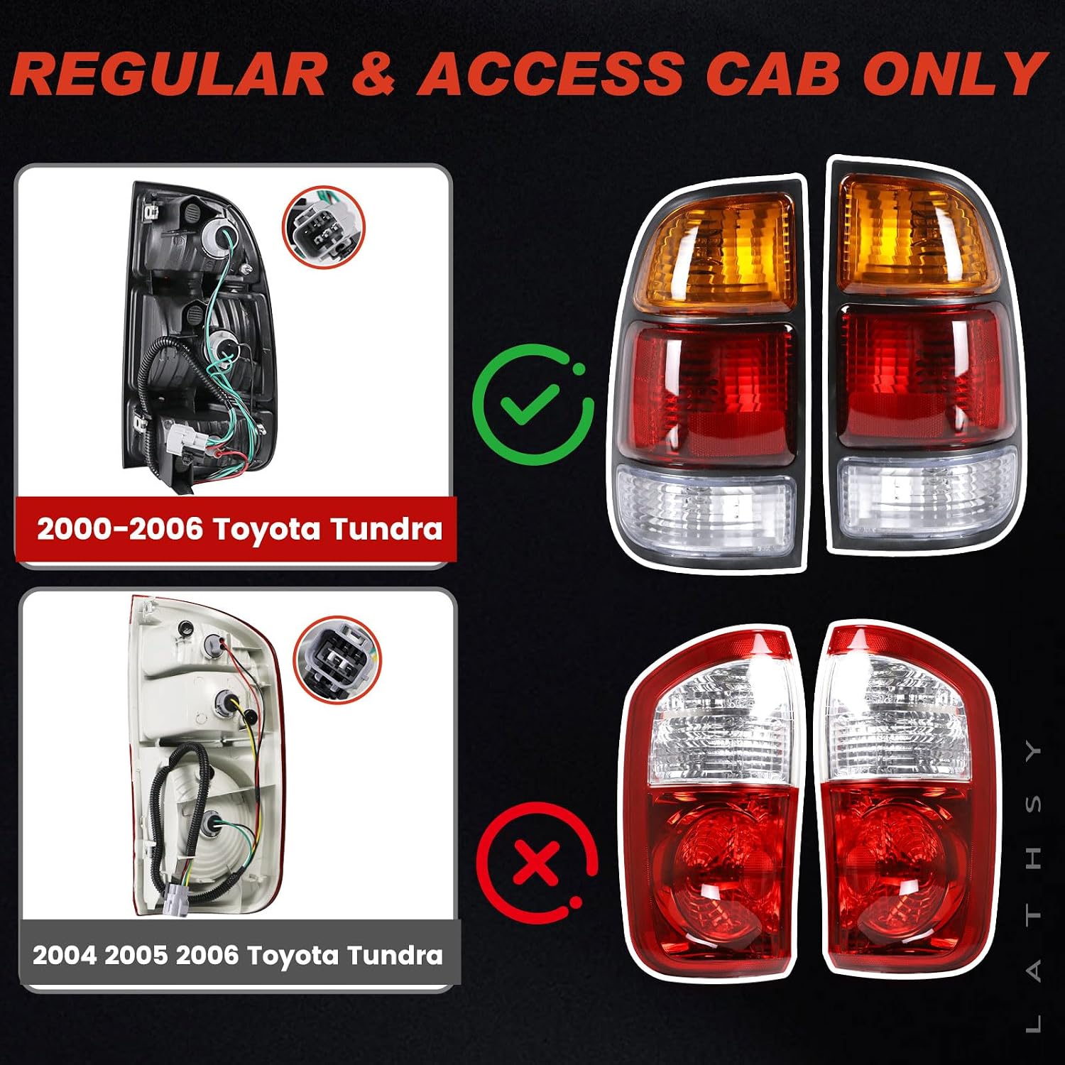 Tail Light Assembly Compatible With 2000 2001 2002 2003 2004 2005 2006 Toyota Tundra Left Driver Side Taillight Replace 81560-0C010